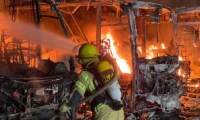 حريق في ٨ باصات فجر اليوم في كريات شمونة