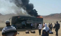 احتراق حافلة بين السعودية والاردن تقل معتمرين من جسر الزرقاء