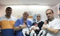 ولادة ثلاثة توائم إناث متطابقات لعائلة بدران في مستشفى هيلل يافة
