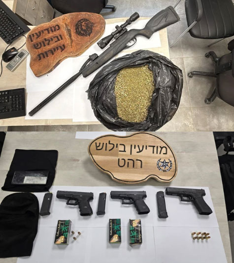 ضبط 27 قطعة سلاح وذخيرة وعشرات الكيلوغرامات من المخدرات في النقب