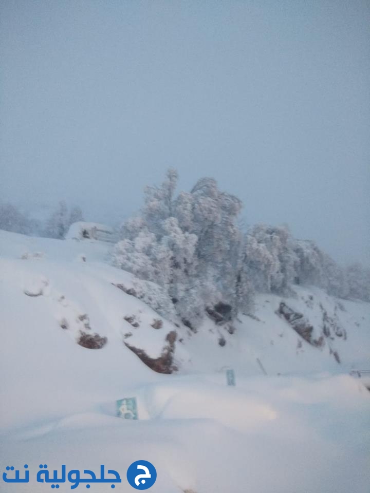 استمرار تساقط الثلوج على جبل الشيخ واغلاقه