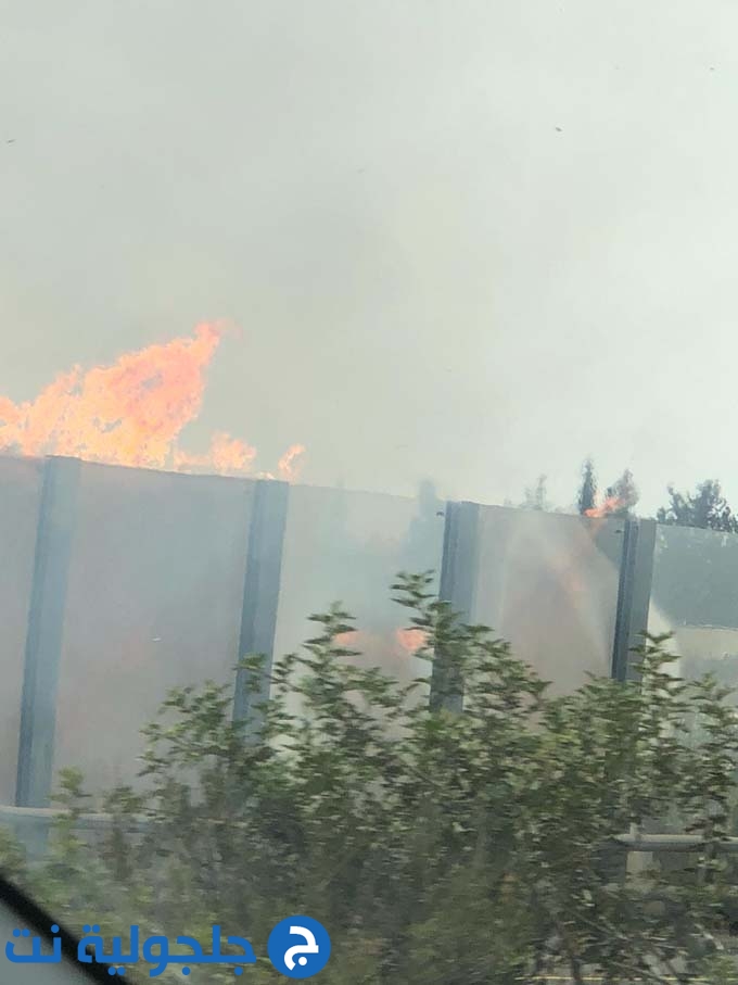 حريق كبير في اراضي جلجولية المحاذية لشارع 6