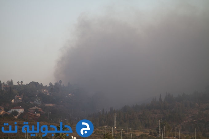 حريق في مستوطنة نيريت قرب جلجولية واخلاء سكان