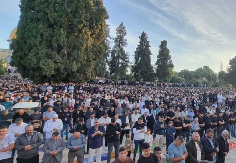 140 ألف مصل أدوا صلاة عيد الأضحى في المسجد الأقصى المبارك